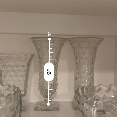 American Fostoria - Tall vases, handled bowl