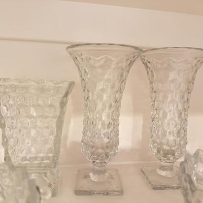 American Fostoria - Tall vases, handled bowl
