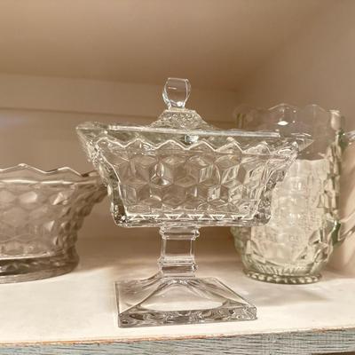 American Fostoria- Pitcher, Candy Dish, and bowl