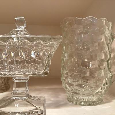 American Fostoria- Pitcher, Candy Dish, and bowl