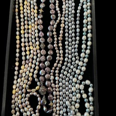 Costume Jewelry Lot S - Real Pearls - Baroque - 5 strands long to XXL