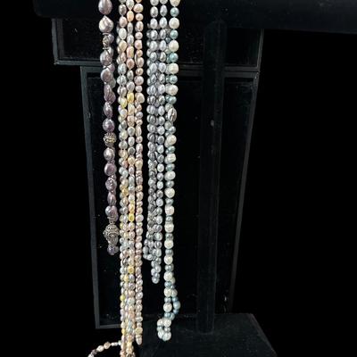 Costume Jewelry Lot S - Real Pearls - Baroque - 5 strands long to XXL
