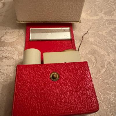 1940's German lipstick / atomizer in red case and whimsical Kitty design