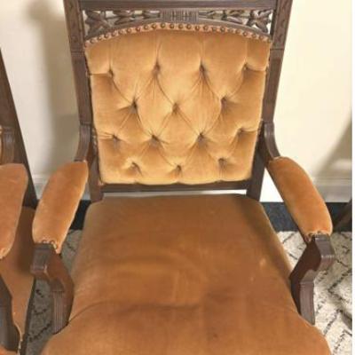 American Renaissance Revival Carved Walnut Slipper Chairs