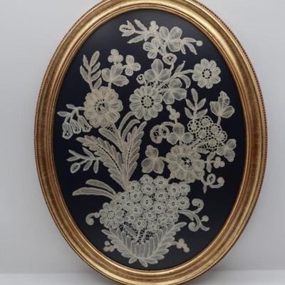 Framed Belgian Handmade Duchesse Lace – Dated 1983