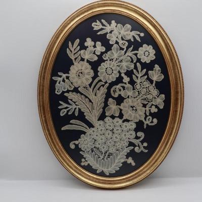 Framed Belgian Handmade Duchesse Lace – Dated 1983