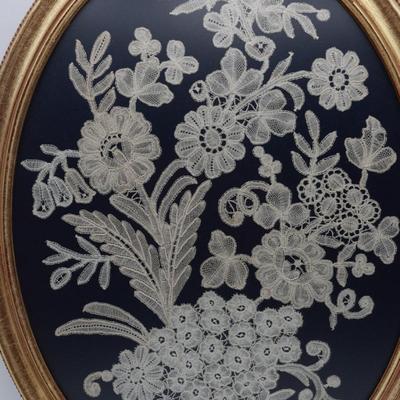 Framed Belgian Handmade Duchesse Lace – Dated 1983