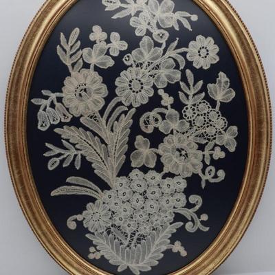 Framed Belgian Handmade Duchesse Lace – Dated 1983