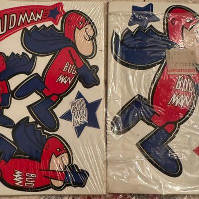 Original 1970's Bud Man stickers / Two packs