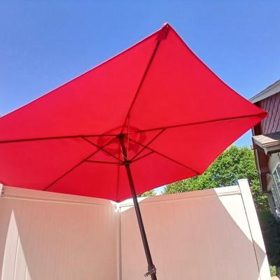 9 ft Rite Aid Red Patio Umbrella with Crank System - no stand