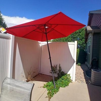 9 ft Rite Aid Red Patio Umbrella with Crank System - no stand