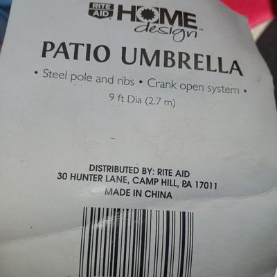9 ft Rite Aid Red Patio Umbrella with Crank System - no stand