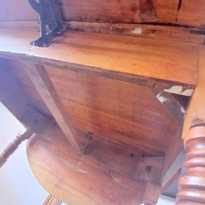 Antique Drop-Leaf Dining Table with Casters