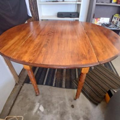 Antique Drop-Leaf Dining Table with Casters