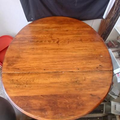 Antique Drop-Leaf Dining Table with Casters