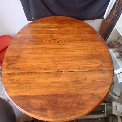 Antique Drop-Leaf Dining Table with Casters