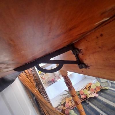 Antique Drop-Leaf Dining Table with Casters