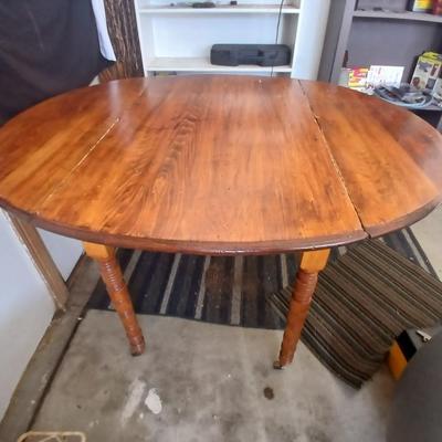 Antique Drop-Leaf Dining Table with Casters