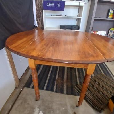 Antique Drop-Leaf Dining Table with Casters