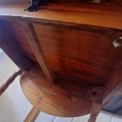 Antique Drop-Leaf Dining Table with Casters