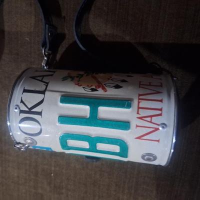 Sale Photo Thumbnail #71: purse made from a re-purposed Oklahoma license plate.   Made by little earth company.

Tags included