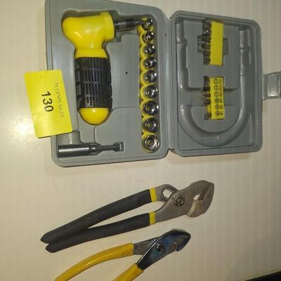 Sale Photo Thumbnail #143: Misc small tools, channel locks, pliers and small socket set