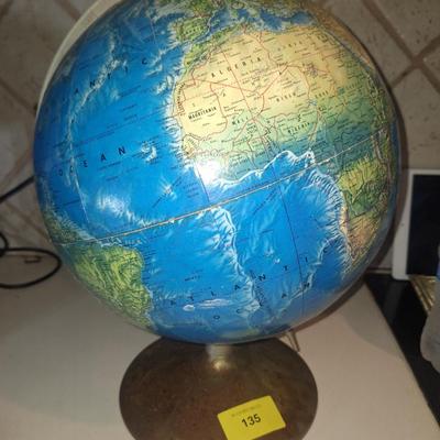 Sale Photo Thumbnail #161: This globe has a raised survace for mountains and such   It is old enough that it shows Czechslovakia and USSR as countries.