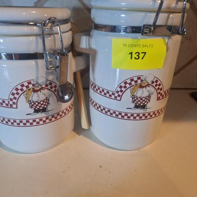 Sale Photo Thumbnail #170: Chef Canisters and small platter
