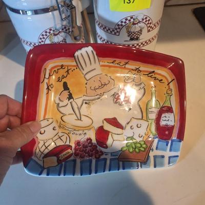 Sale Photo Thumbnail #169: Chef Canisters and small platter
