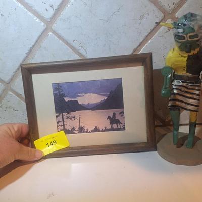 Sale Photo Thumbnail #215: Framed print is approx 5 x 7, the Kachina doll has damage on one arm, please see all photos.