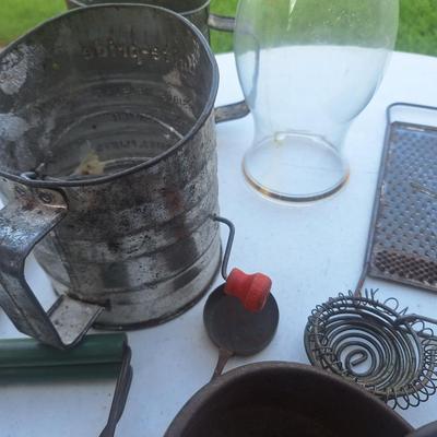 Sale Photo Thumbnail #305: mostly cooking or kitchen items, just some fun old metal items to use for décor