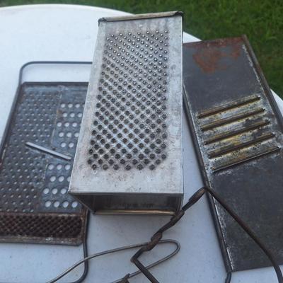 Sale Photo Thumbnail #307: mostly cooking or kitchen items, just some fun old metal items to use for décor
