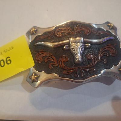 Sale Photo Thumbnail #401: Belt buckle with longhorn design