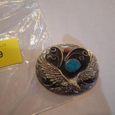 Sale Photo Thumbnail #446: men's belt buckle.  This is not marked as sterling- so it is assumed to be some other metal.