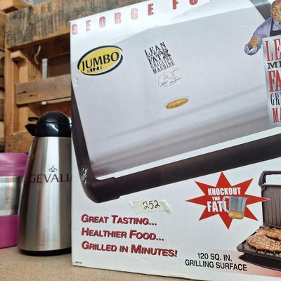 Sale Photo Thumbnail #503: George foreman grill, carafe and insulated cup