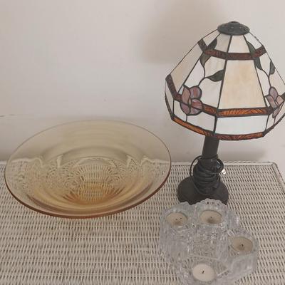 Stained Glass Lamp shade and Glass Decor Lot