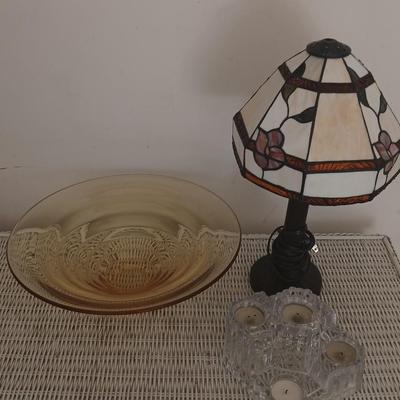 Stained Glass Lamp shade and Glass Decor Lot