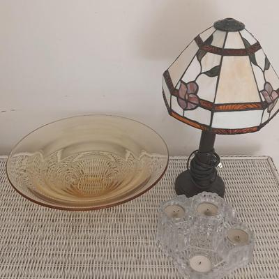 Stained Glass Lamp shade and Glass Decor Lot