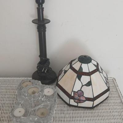 Stained Glass Lamp shade and Glass Decor Lot