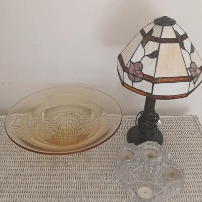Stained Glass Lamp shade and Glass Decor Lot