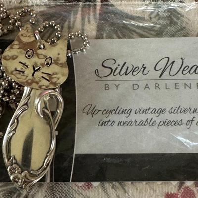 Kitty jewelry by Darlene, upcycled vintage silverware into wearable art