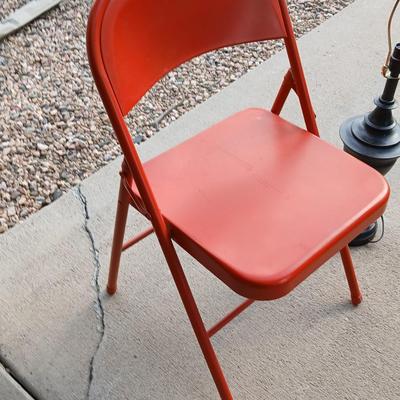 Nice bright orange Metal Folding Chair & Lamp Base