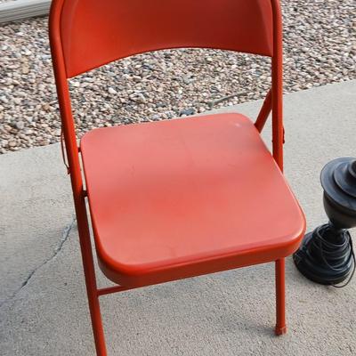 Nice bright orange Metal Folding Chair & Lamp Base