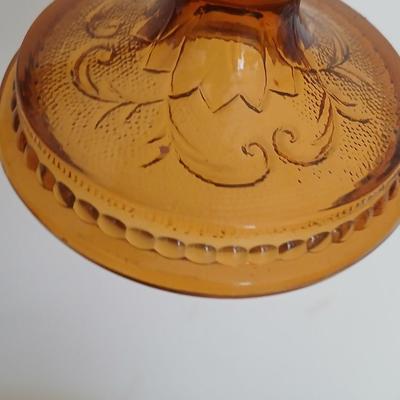 Tierra Amber Glass Dish Set – Vintage Embossed Pattern