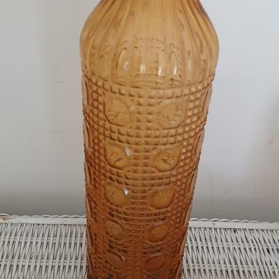 Vintage Amber Glass Trio – Decanter, Textured Bottle, and Divided Tray