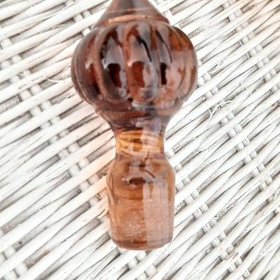 Pair of Vintage Amber Glass Decanters