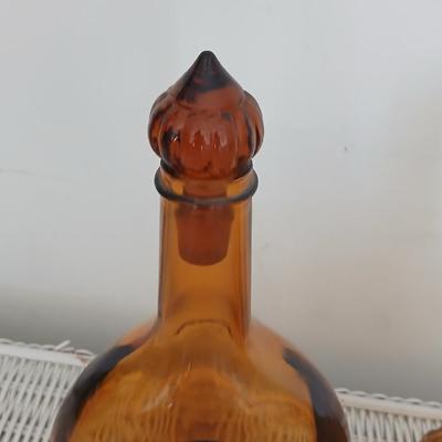 Pair of Vintage Amber Glass Decanters
