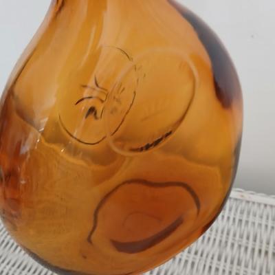 Pair of Vintage Amber Glass Decanters