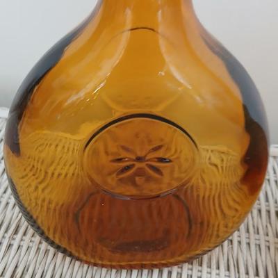 Pair of Vintage Amber Glass Decanters