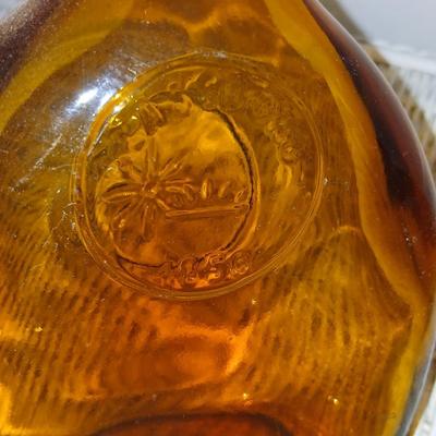 Pair of Vintage Amber Glass Decanters